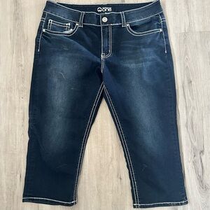 WAREHOUSE ONE Dark Blue Capri Jeans 16